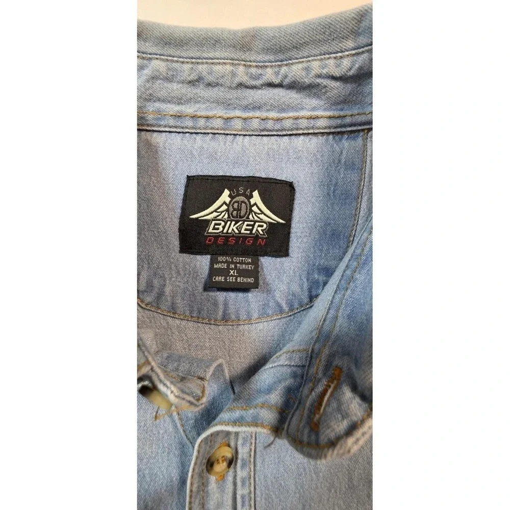 USA Biker Design Mens XL Sturgis 2006‎ 66th Annual Bike Week Frayed Denim Shirt